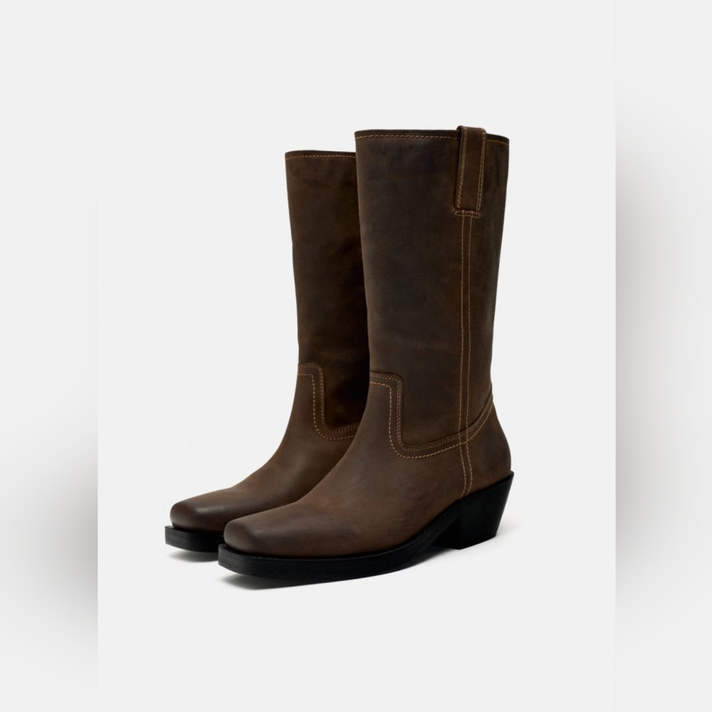 ZARA LIMITED EDITION LEATHER BIKER BOOTS